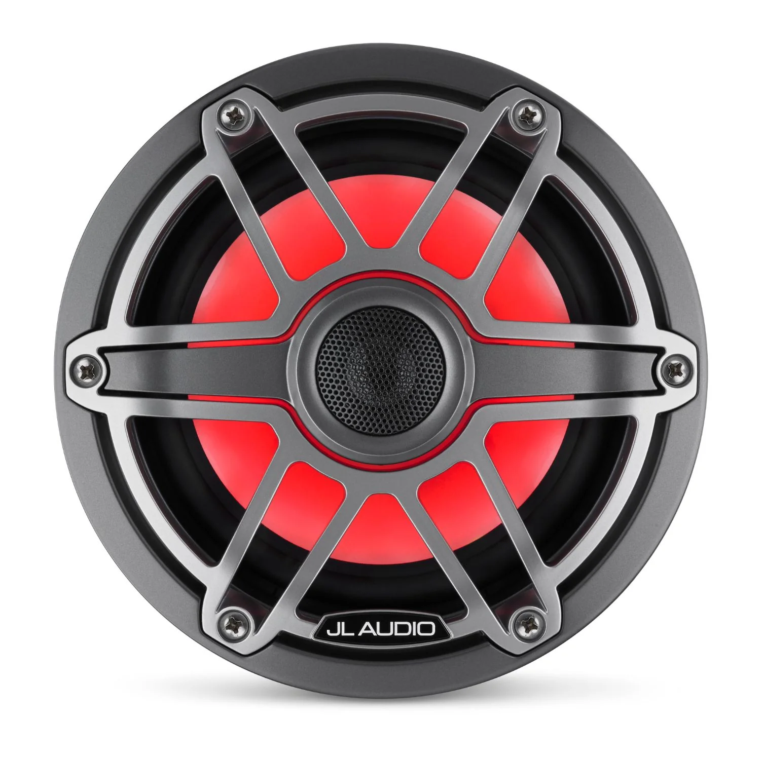 JL Audio M6 Speakerset met LED verlichting (6.5 inch/ 75W) Sport Metallic Grijze rand en titanium sport grill