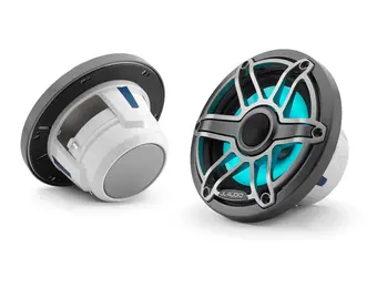 JL Audio M6 Speakerset met LED verlichting (7.7 inch/ 100W) Sport Metallic Grijze rand en titanium