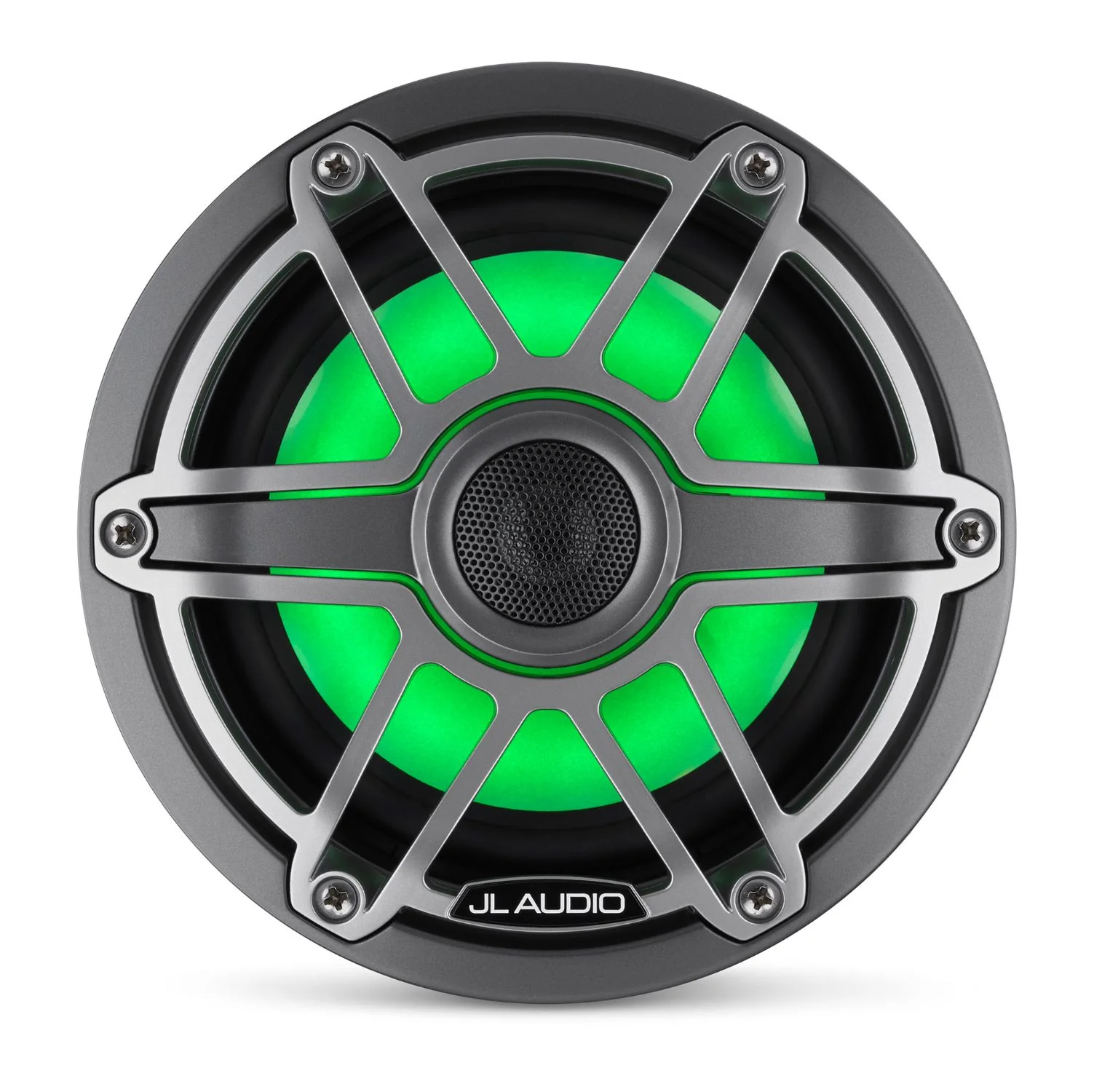 JL Audio M6 Speakerset met LED verlichting (7.7 inch/ 100W) Sport Metallic Grijze rand en titanium