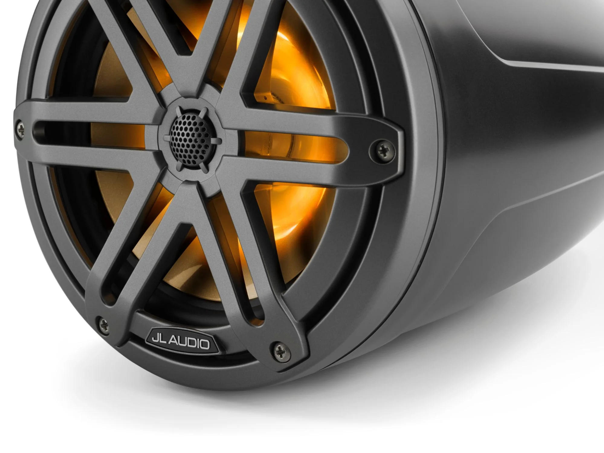 JL Audio M3 Speakerset buismontage met LED verlichting (7.7-inch/70W) Sport Grille Zijdeglans zwart + metallic