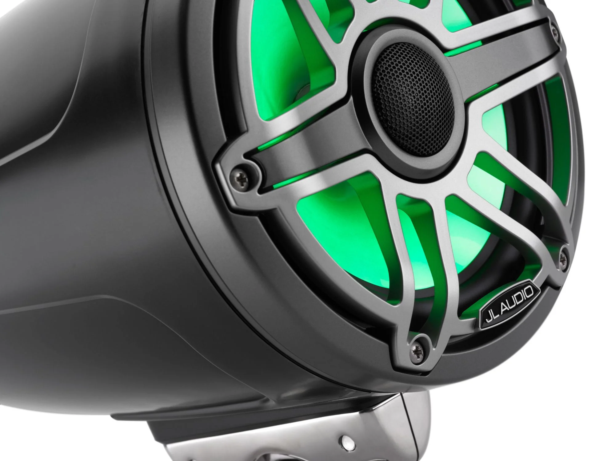 JL Audio M6 Speakerset buismontage met LED verlichting (7.7-inch/100W) Sport Grille Zijdeglans zwart met metallic