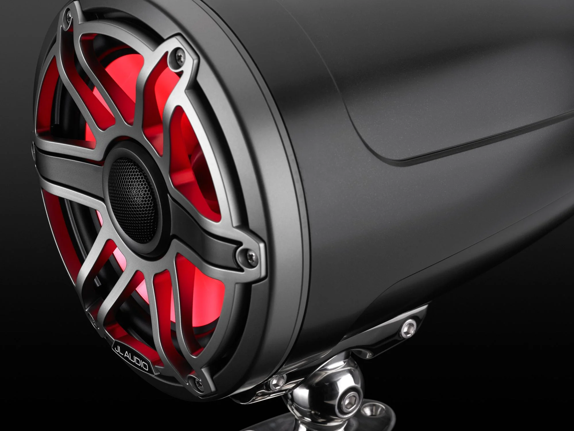 JL Audio M6 Speakerset buismontage met LED verlichting (7.7-inch/100W) Sport Grille Zijdeglans zwart met metallic