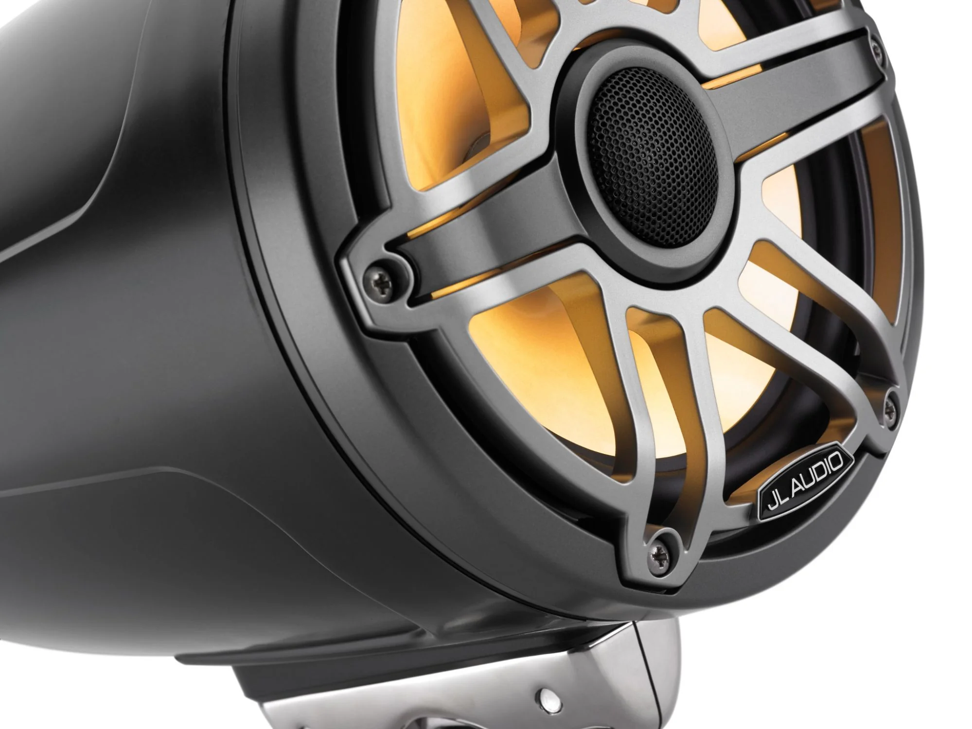 JL Audio M6 Speakerset buismontage met LED verlichting (7.7-inch/100W) Sport Grille Zijdeglans zwart met metallic