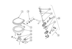 SPX Johnson Johnson Pump Plastic voetstuk met pakkingring voor scheepstoilet Johnson compact model