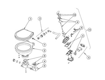 SPX Johnson Johnson Pump Plastic voetstuk met pakkingring voor scheepstoilet Johnson compact model