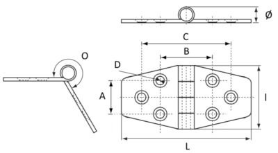 Plastimo Scharnier RVS 74 x 37.5 mm