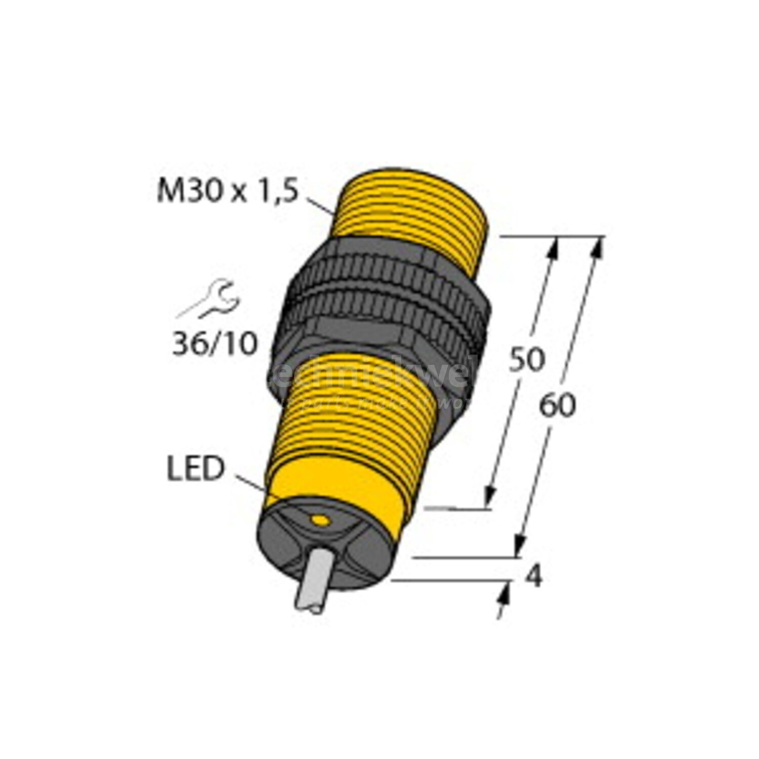 Turck NI15-S30-AP6X / Inductieve sensor, verkoop per: 1 x 1 stuk - 46592, 4047101102321 | Materiaal behuizing: Kunststof | Spanningstype: DC | Cascadeerbaar: Nee | Uitvoering elektrische aansluiting: Kabel | Uitvoering schakelelement: Maakcontact | Bouwvo
