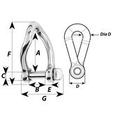 Wichard D-sluiting gedraaid zelfborgend RVS