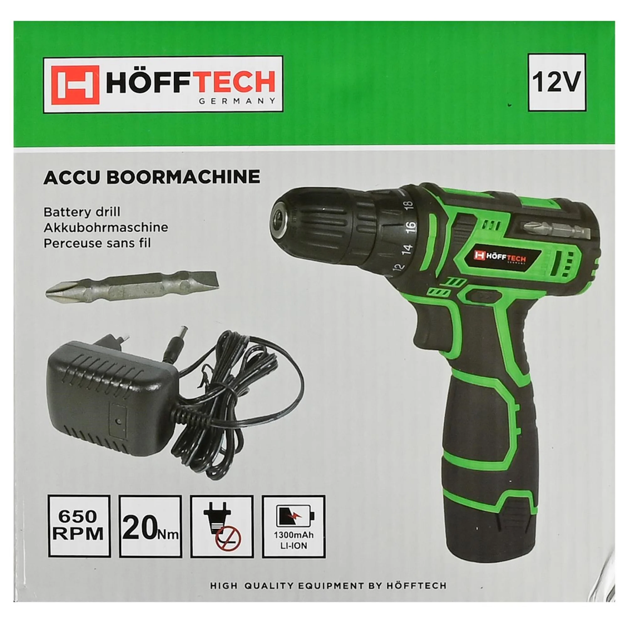 Hofftech Accu boormachine 12V 1.3Ah li-ion