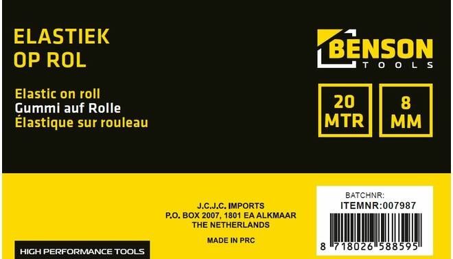 Benson Elastiek op rol 8 mm x 20 meter