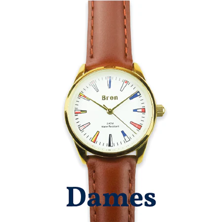 Bron Horloge seinvlaggen goud/bruin - dames
