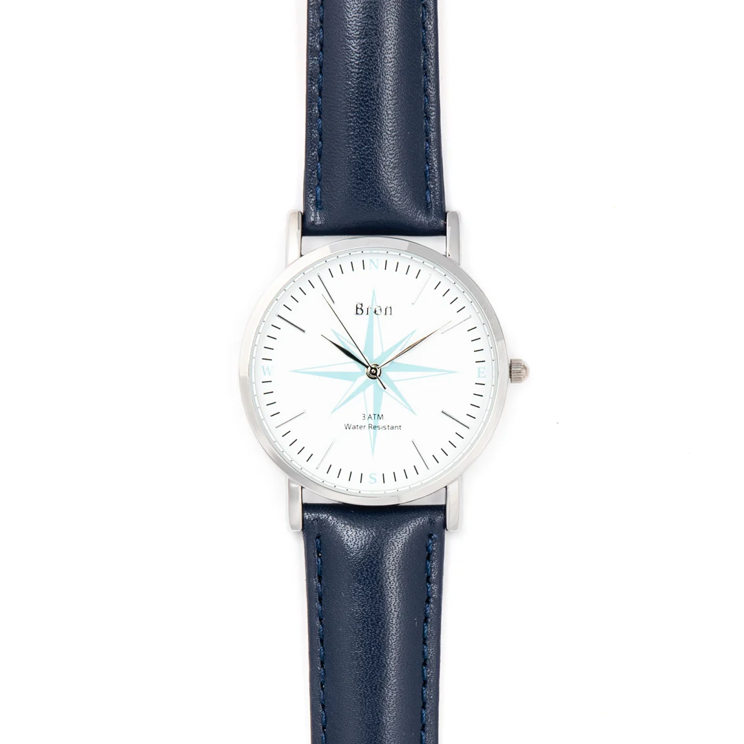 Bron Horloge kompas zilver/ navy - heren