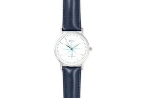 Bron Horloge kompas zilver/ navy - dames