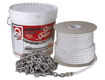Quick Ankerketting met lijn compleet 10 m ketting (8 mm) + 60 meter touw (12 mm) Slim Splice