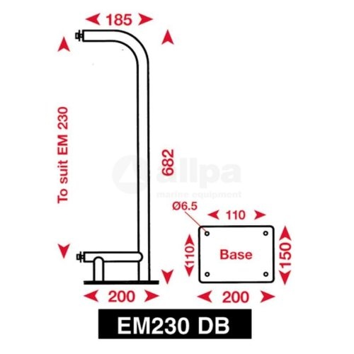 Radarreflector EM230-BR met RVS mastbeugels, wit (wheelmark)