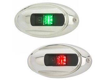 Attwood Navigatieverlichtingset Stuur-en bakboord RVS zijmontage ovaal