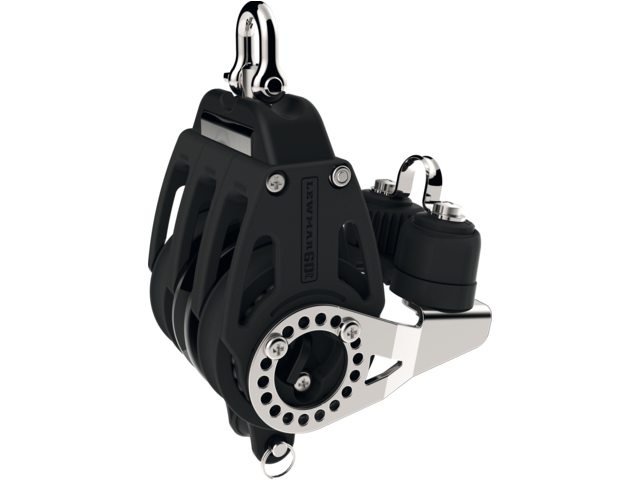 Lewmar 3-schijfs control blok met ratel, klem, hondsvot en oog