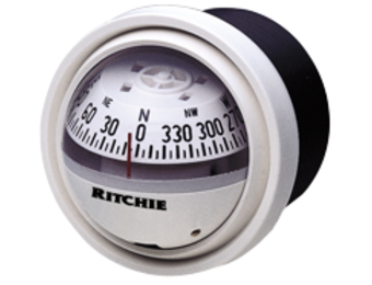 Ritchie Kompas model 'Explorer V-57W.2', 12V, dashboardkompas, roos Ø69,9mm/5°, wit