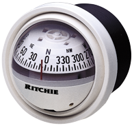 Ritchie Kompas model 'Explorer V-57W.2', 12V, dashboardkompas, roos Ø69,9mm/5°, wit