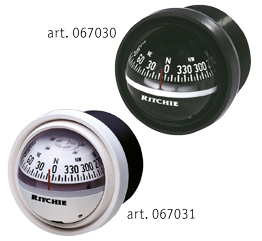 Ritchie Kompas model 'Explorer V-57W.2', 12V, dashboardkompas, roos Ø69,9mm/5°, wit