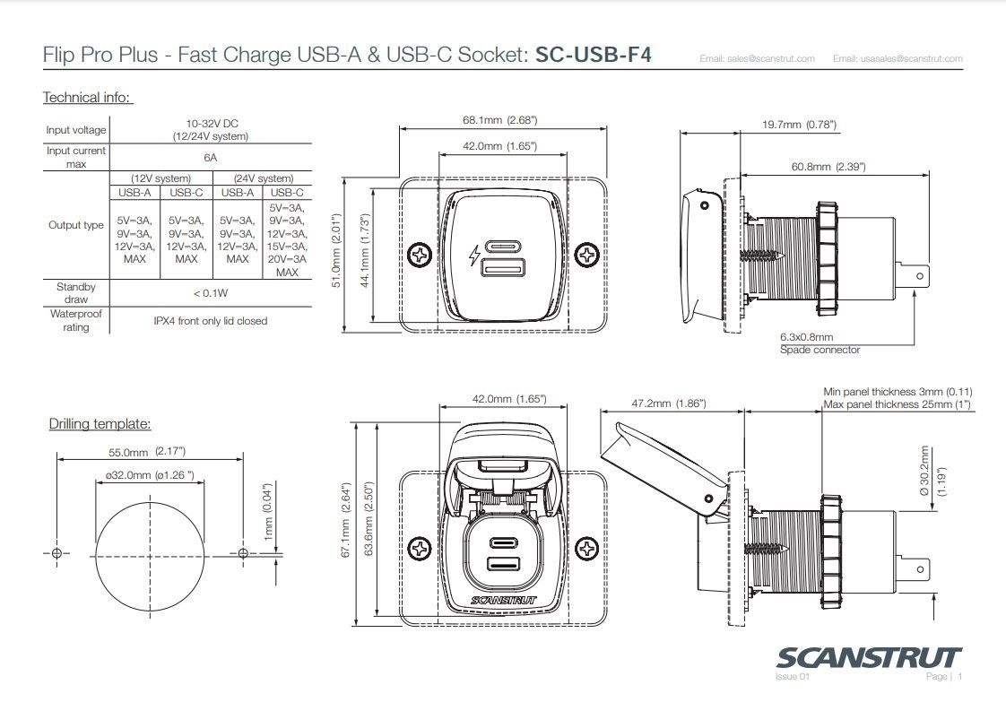 Scanstrut Flip Pro Plus USB-A en USB-C aansluiting, foto 4 van 4