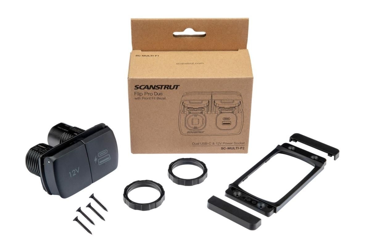 Scanstrut Flip Pro Duo USB-A en USB-C aansl. en 12V contactdoos, foto 4 van 5