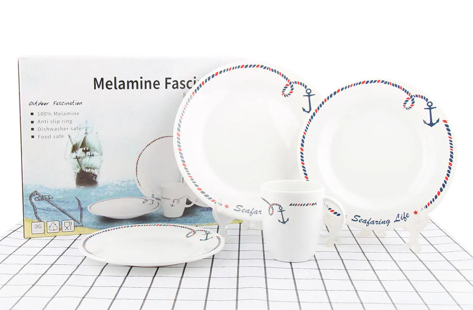 BW Serviesset melamine met ankermotief