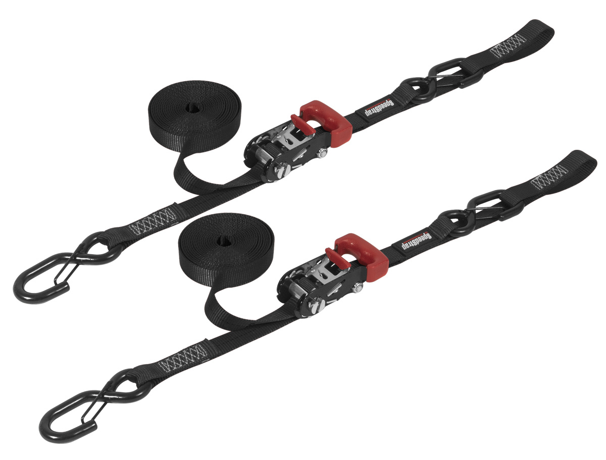 SpeedStrap 25 mm Ratchet Tie-down, s-haken en lus, 450 cm, zwart, 2 st.