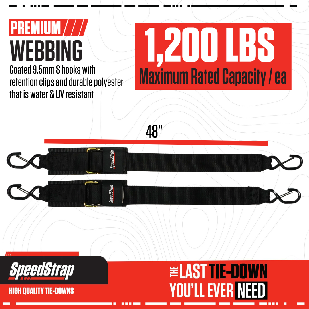 SpeedStrap Tie-down band, 120cm, met s-haken, 2 st.