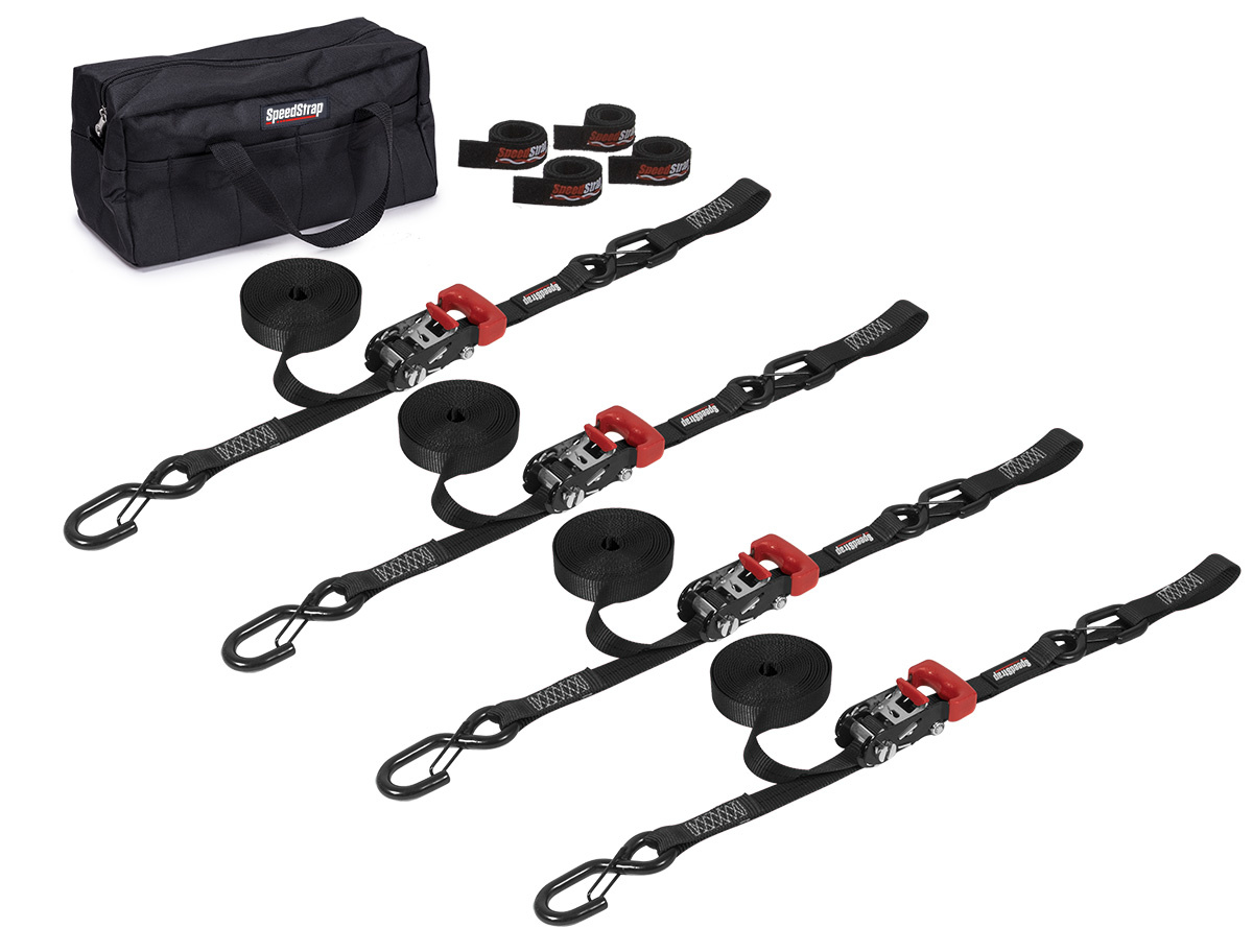 SpeedStrap 25 mm Heavy Duty KIT, Ratchet Tie-down, s-haken en lus, 450 cm, zwart