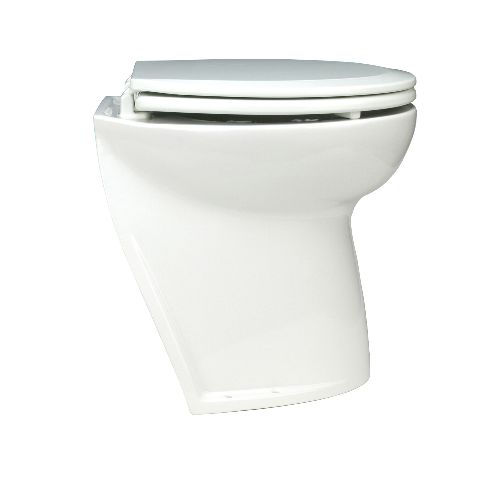 Jabsco De Luxe 17" elektr. toilet 12V, schuin met spoelwaterpomp, soft closing