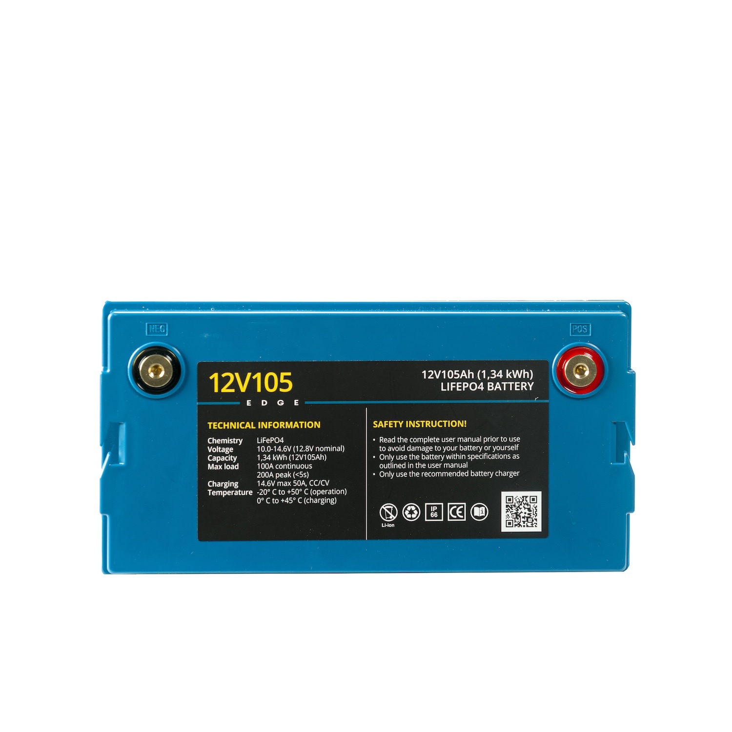  12V105 EDGE LiFePO4 accu (1,34 kWh)