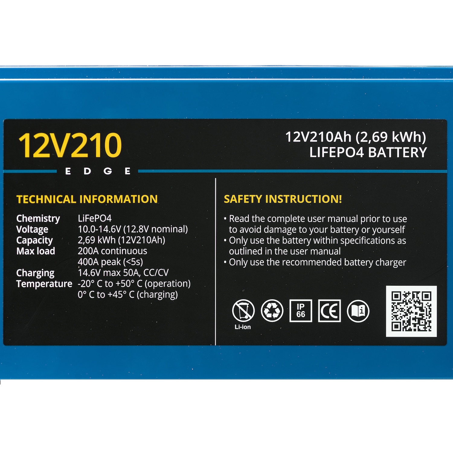  12V210 EDGE LiFePO4 accu (2,69 kWh)