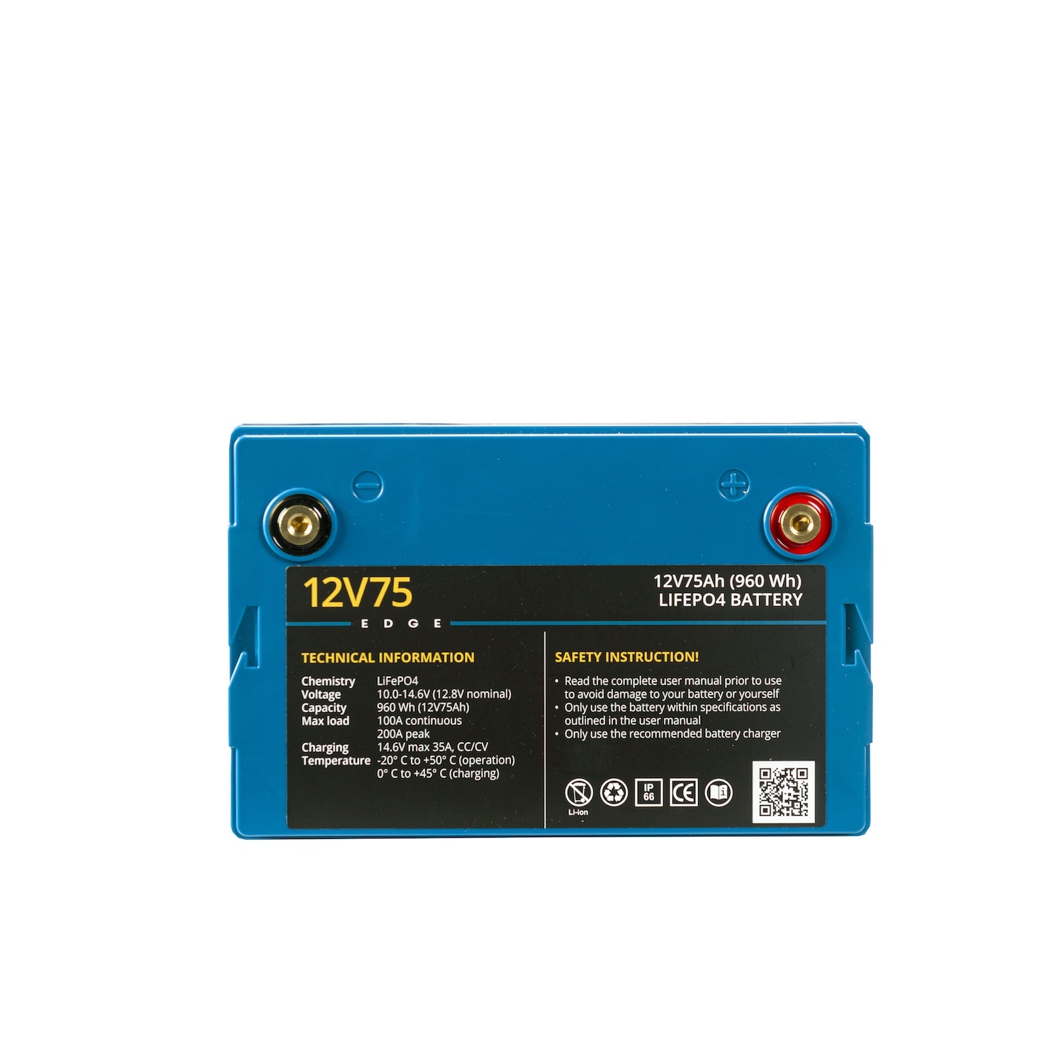  12V75 EDGE LiFePO4 accu (0,96 kWh)