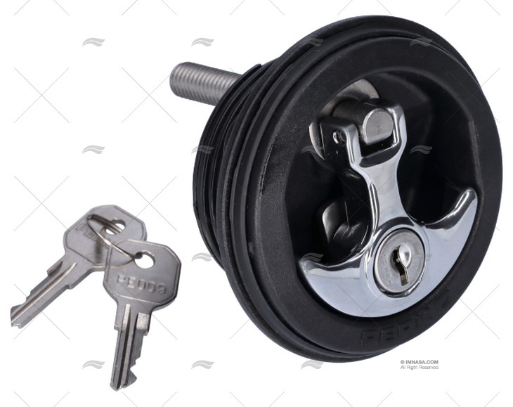 Perko Luiksluiting zwart met sloot, chroom hendel