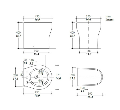tecm Elegance 2G bidet, Hoog, Wit