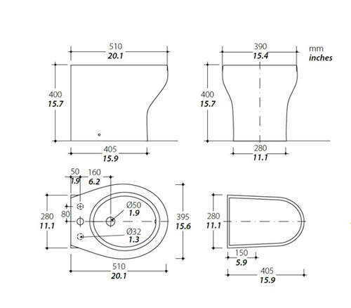 Tecma Silence Plus 2G bidet, Hoog, Wit