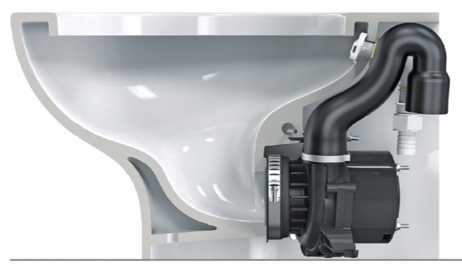 Macerator pomp 12 Volt met afvoerslang, Nano Compass