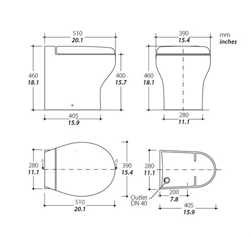 Tecma Silence Plus 2G, 230V, Hoog, Poly B+D, All-In-One 2-knops SFT, solenoid