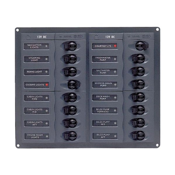 BEP Marine Circuit breaker paneel 12V 16-voudig