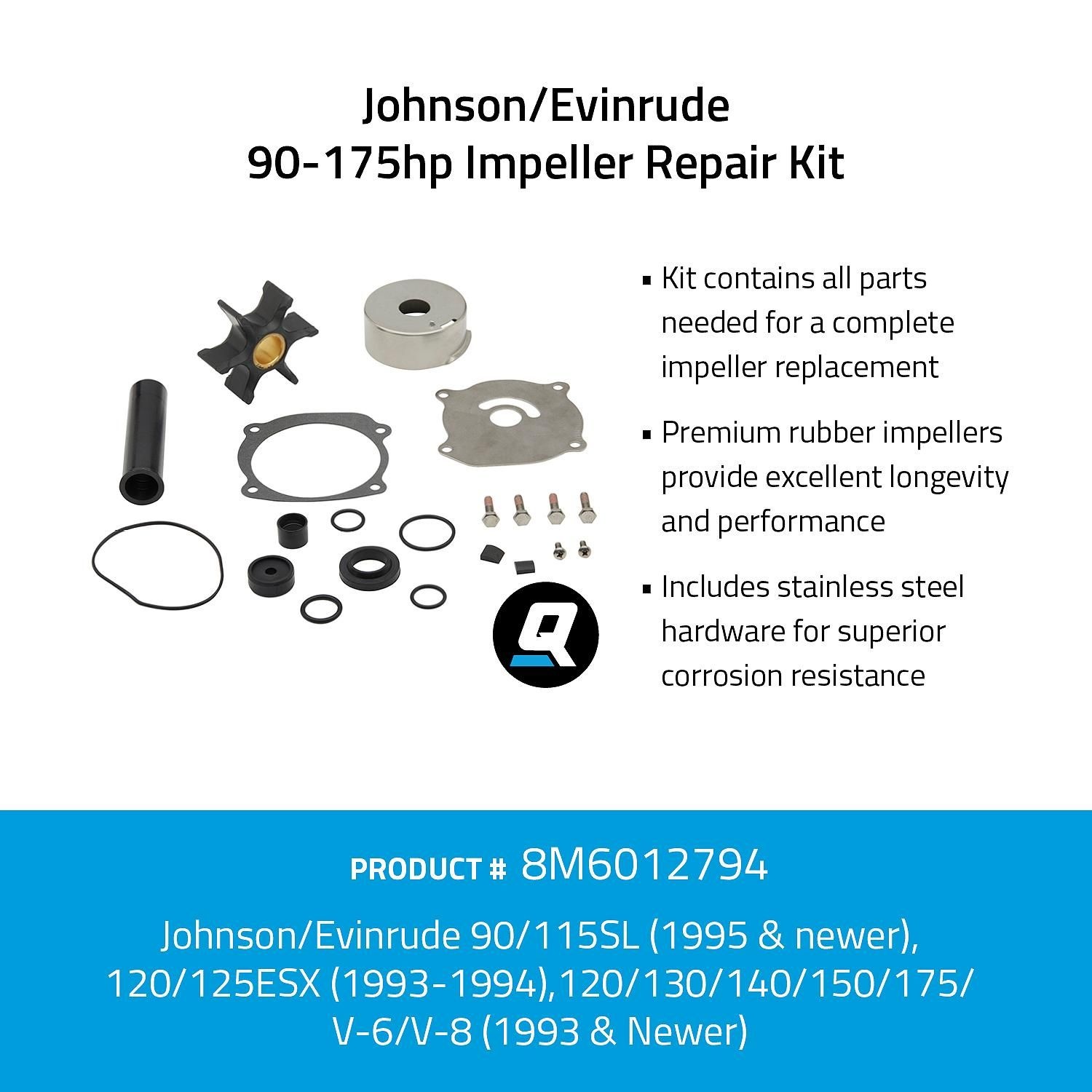Quicksilver º 8M6012794 Impeller service kit voor Johnson Evinrude 90-175pk