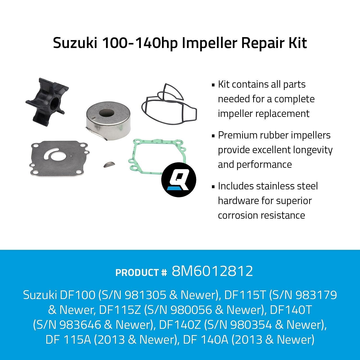 Quicksilver 8M6012812 Impeller service kit voor Suzuki 100-140PK