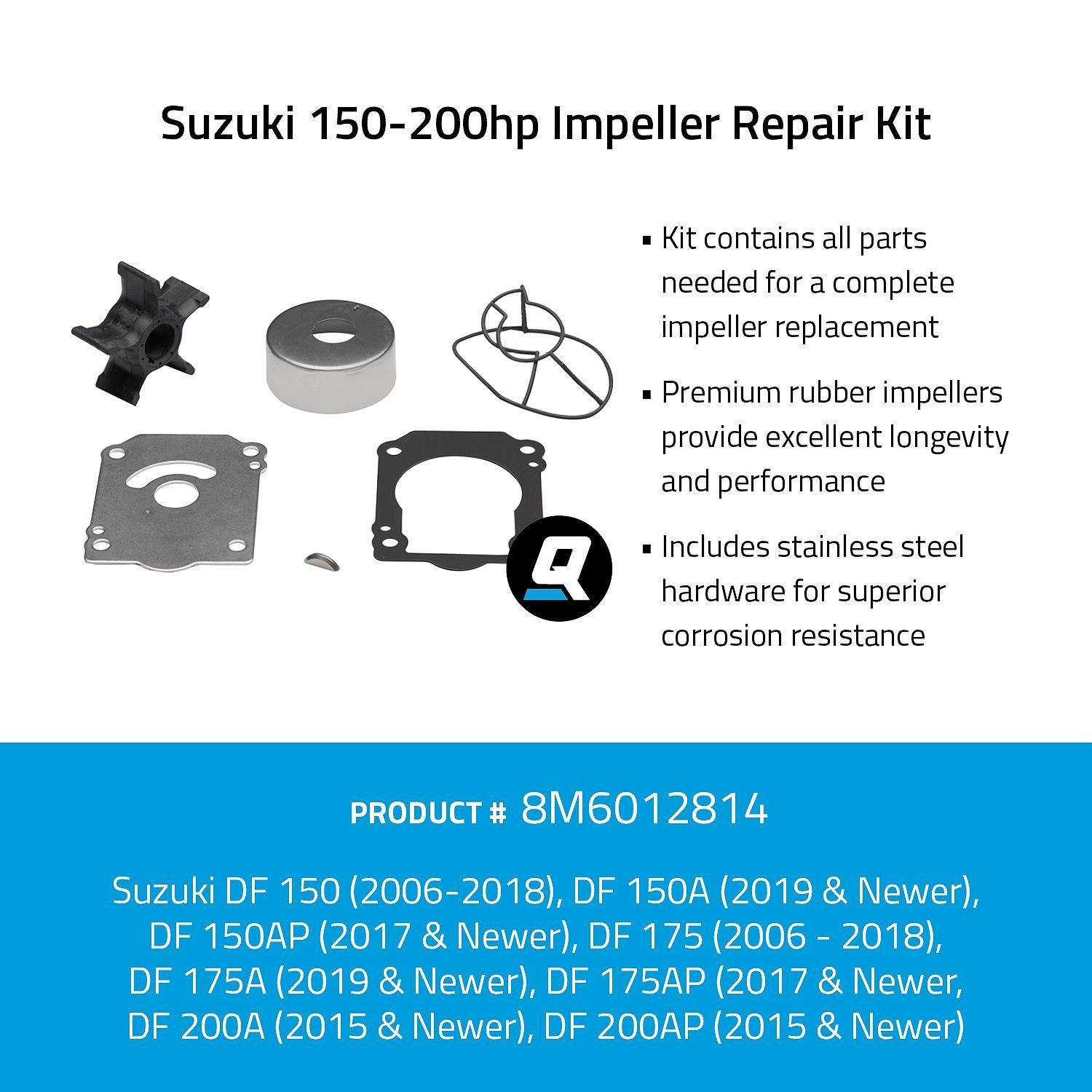 Quicksilver 8M6012814 Impeller service kit voor Suzuki 150-200PK, foto 2 van 2