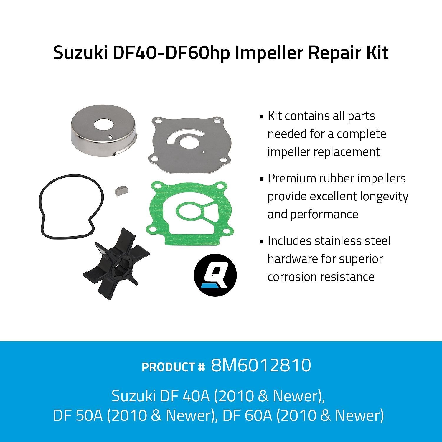 Quicksilver 8M6012810 Impeller service kit voor Suzuki DF40-DF60PK, foto 3 van 3