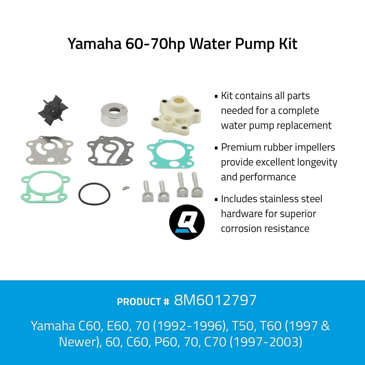 Quicksilver º 8M6012797 Waterpomp service kit voor Yamaha 60-70PK
