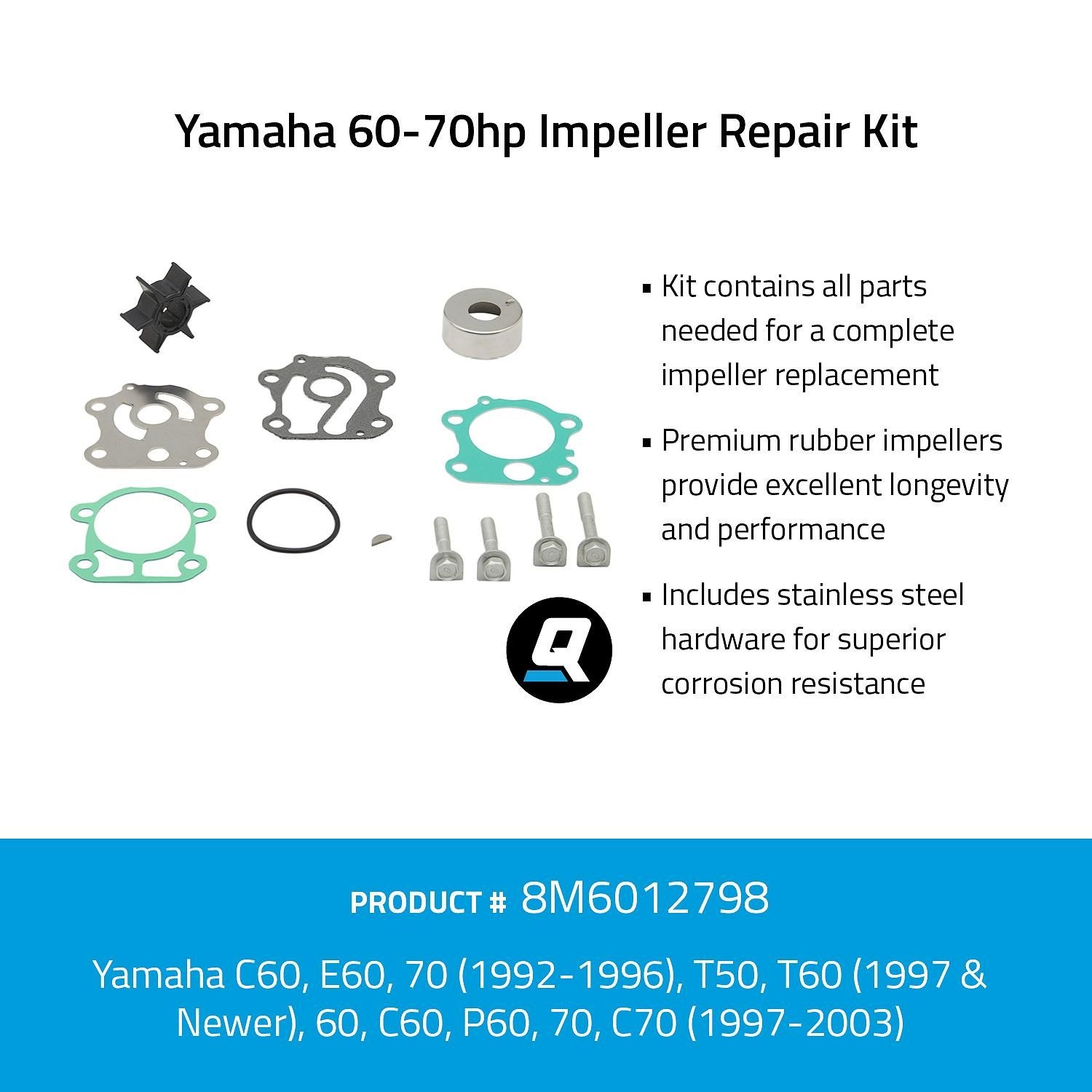 Quicksilver 8M6012798 Impeller service kit voor Yamaha 60-70PK, foto 3 van 3