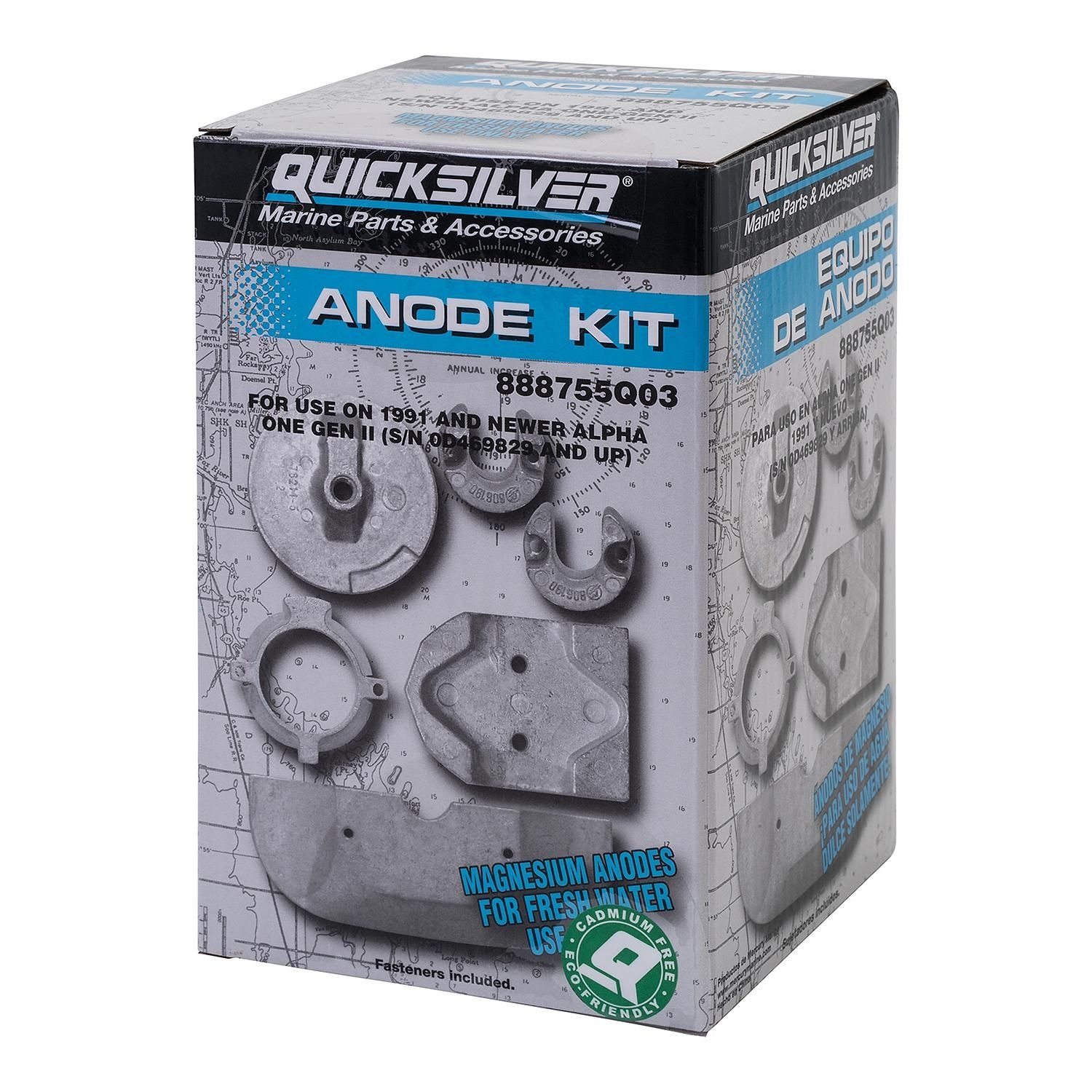 Quicksilver 888755Q03 Anode kit magnesium voor Mercruiser Alpha One Gen II/1991 & nieuwer