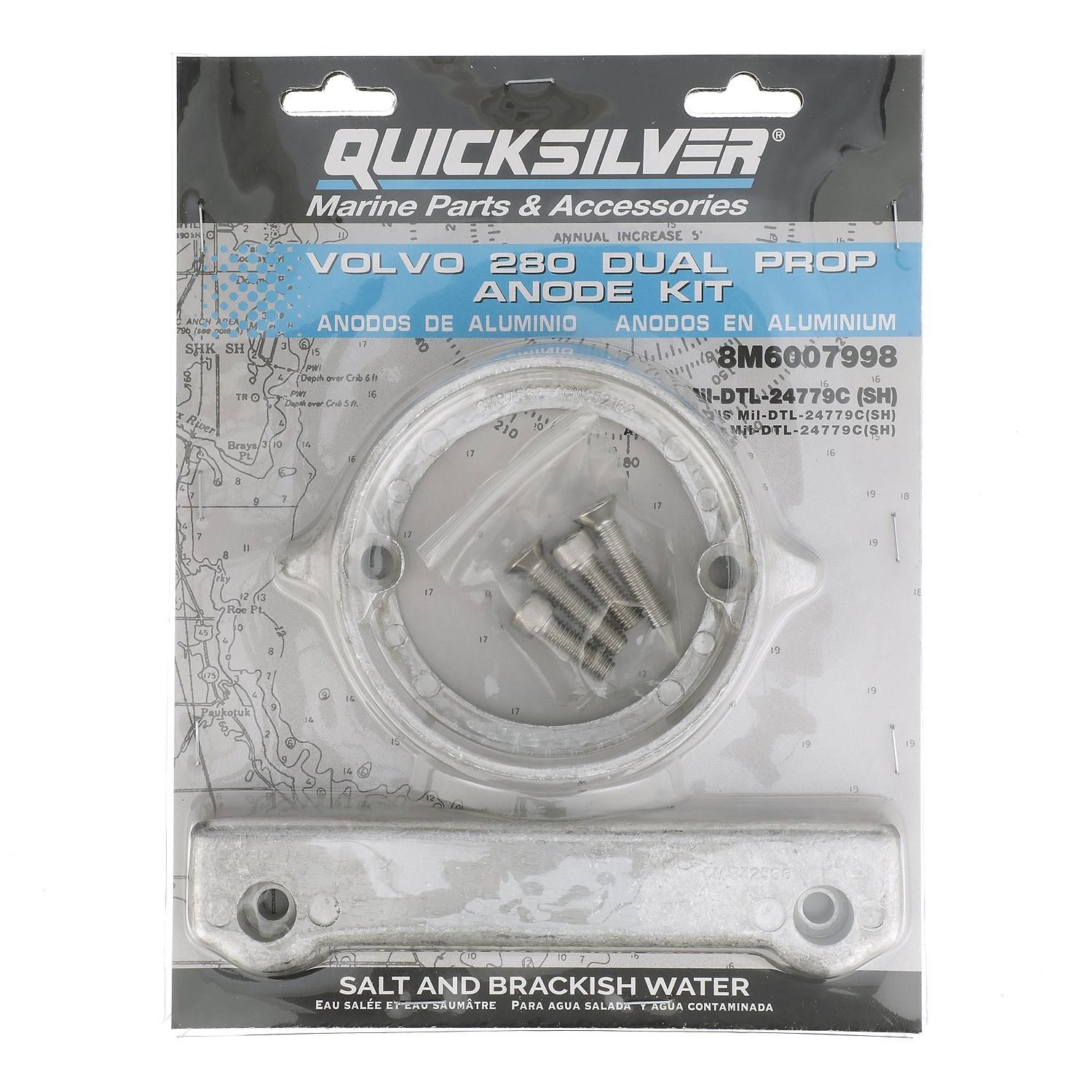 Quicksilver 8M6007998 Anode kit aluminium voor Volvo 280 duoprop hekdrive
