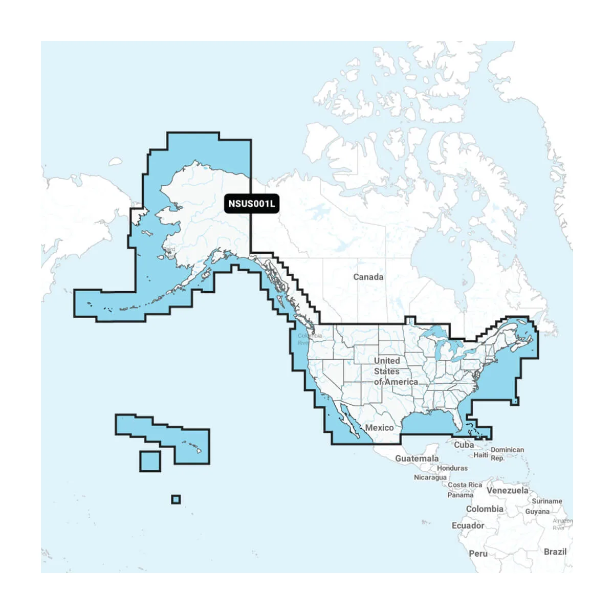Gates Kust VS en Canada - Meren, rivieren en kustwaterkaarten