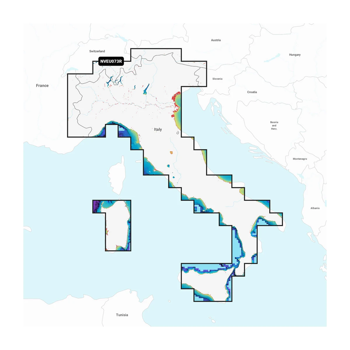 Garmin Italië, Meren en rivieren - Kaarten voor binnenwateren